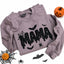 Halloween Mama Glitter Embroidered Sweatshirt/Hoodie – Spooky Mom Crewneck with Bats & Spider Web