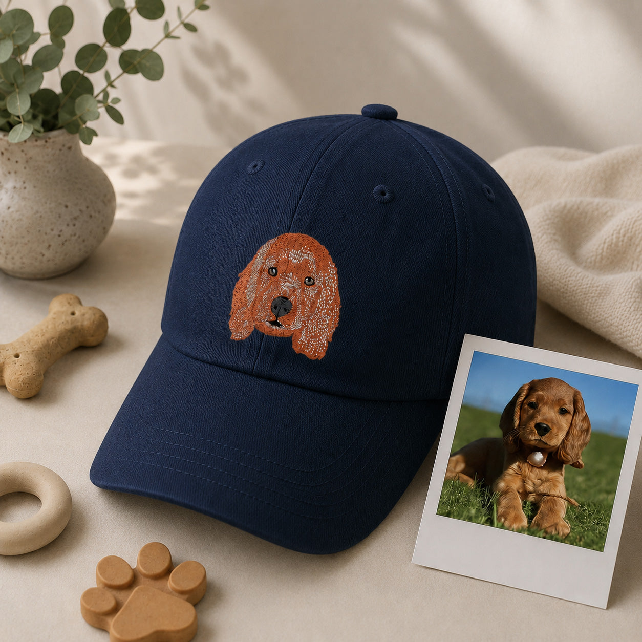 Custom Dog Photo Embroidered Dad Hat with Name, Personalized Dog Face Hat, Dog Mom Gift, Dog Dad Gift