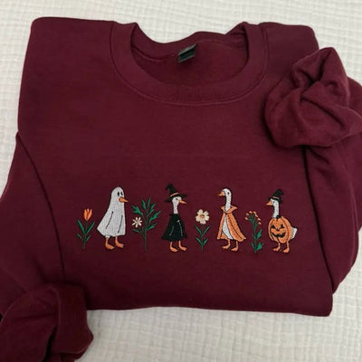 Spooky goose Halloween embroidered spooky season sweatshirt