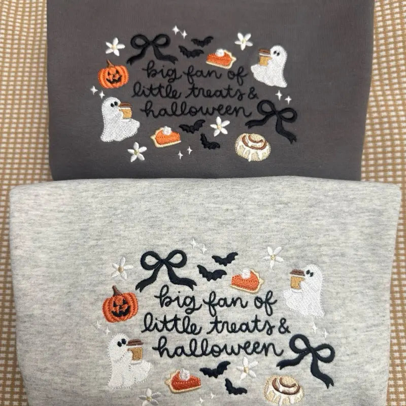 Cute Halloween Embroidered Sweatshirt/Hoodie/Tshirt – Spooky Season Ghost Pumpkin Cozy Crewneck for Women