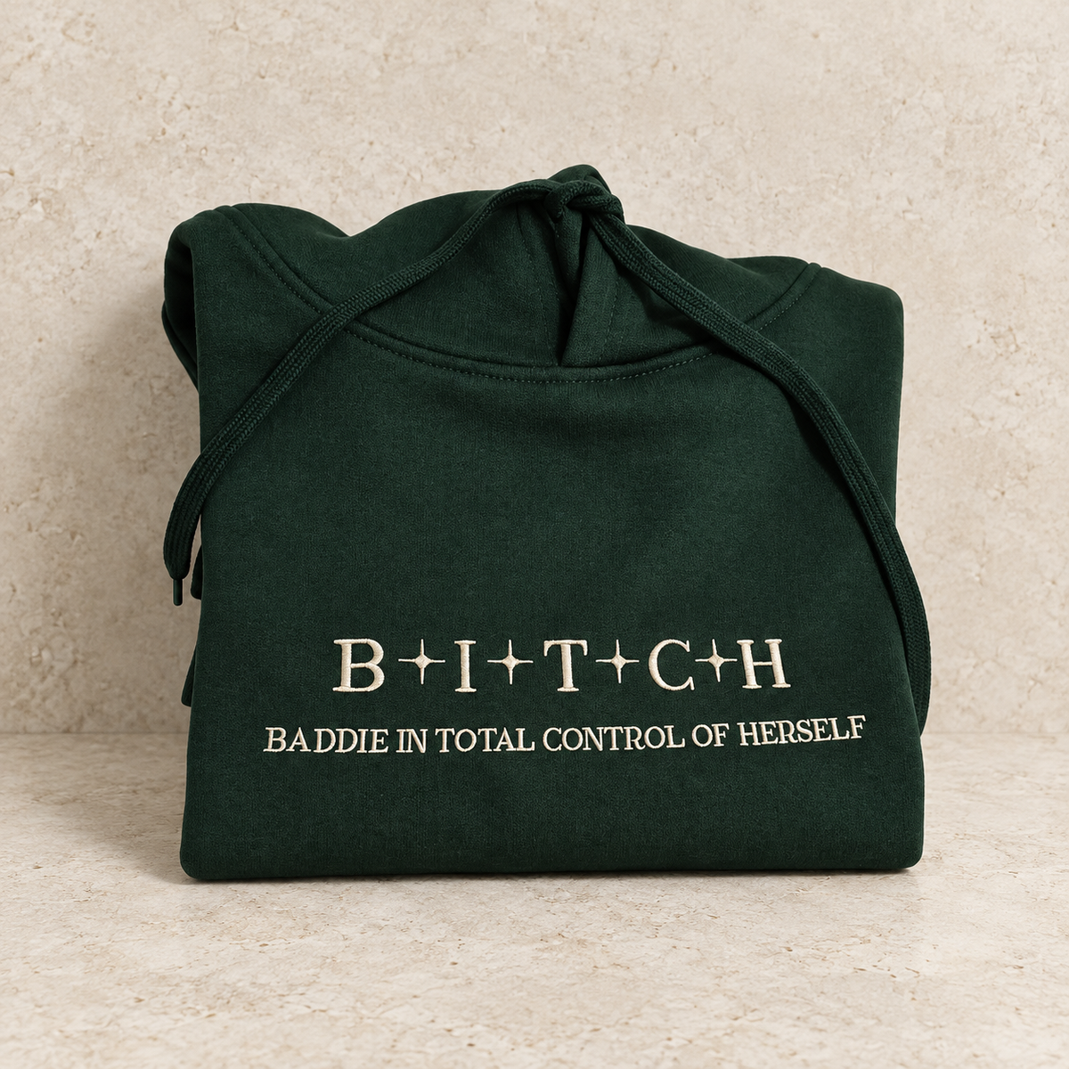 Baddie In Total Control Of Herself Embroidered Sweatshirt & Hoodie – Funny B.I.T.C.H. Quote Women’s Gift