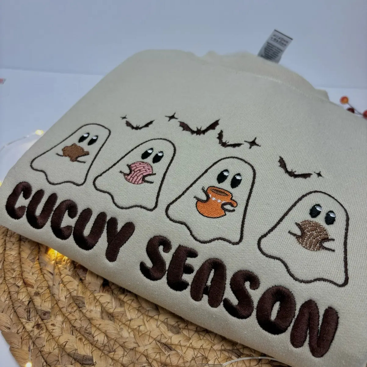 Cucuy Season Embroidered Sweatshirt, Halloween Unisex Cotton Sweater