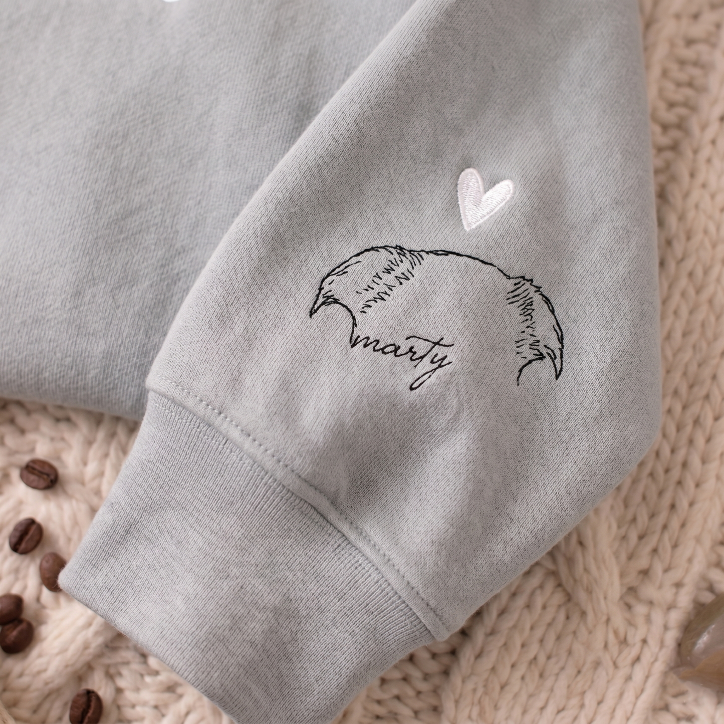 Custom "HEART ON MY SLEEVE" With Pet Ears Outline Drawing