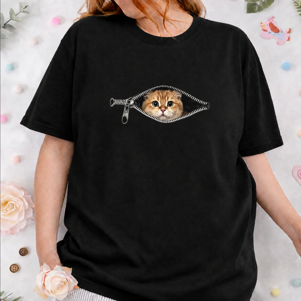 Custom Pet Zipper Peek Shirt - Personalized Dog & Cat Photo T-Shirt, Sweatshirt & Hoodie