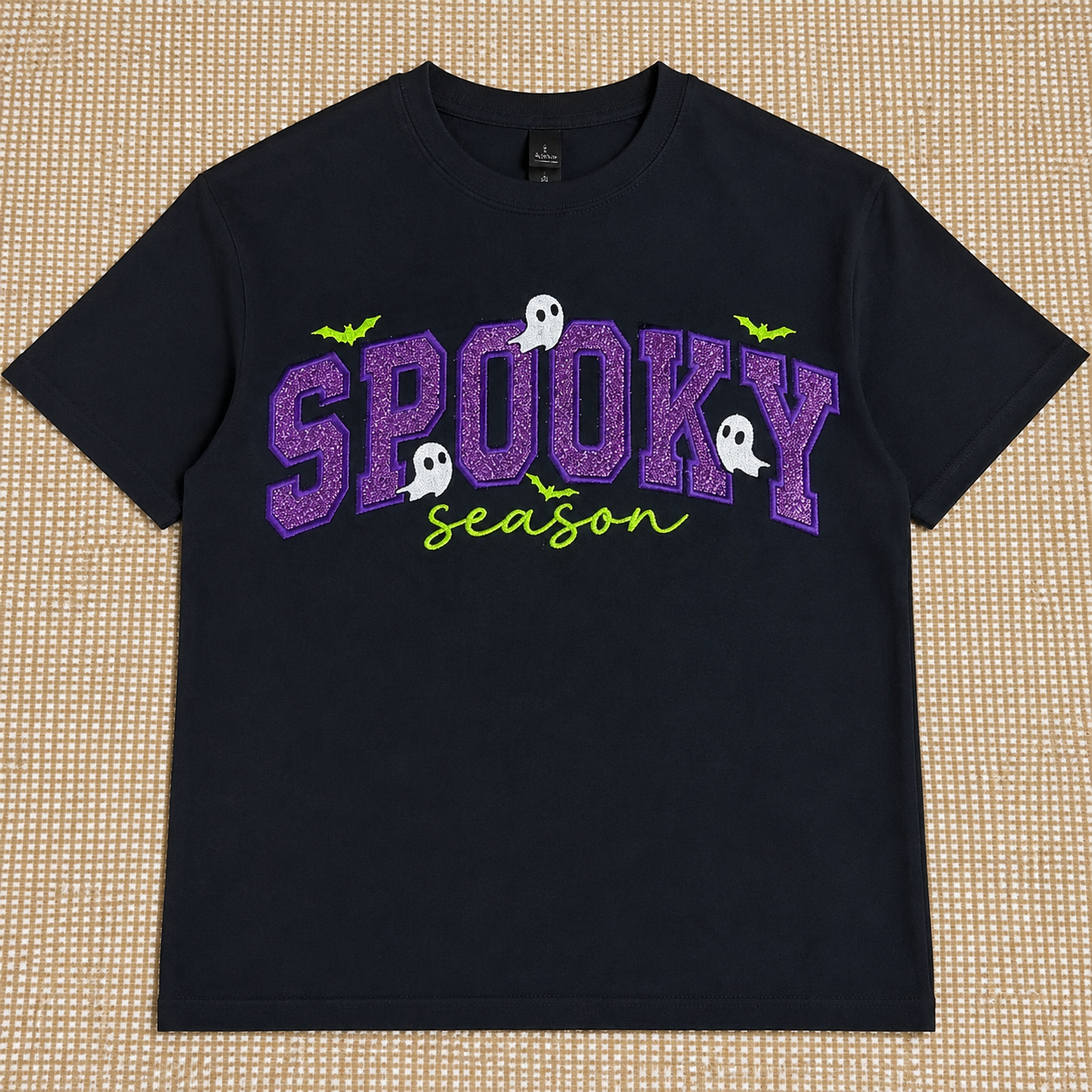 Spooky Season Glitter Viny Embroidered Sweatshirt/Tshirt/Hoodie – Cute Halloween Ghost Crewneck
