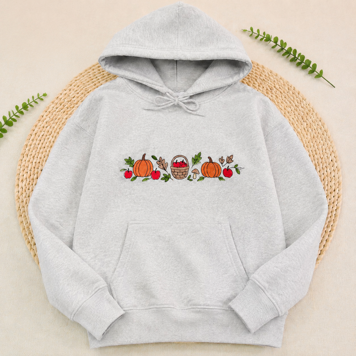 Vintage Fall Harvest Embroidered Sweatshirt/Hoodie/Sweatshirt – Pumpkin Autumn Cozy Crewneck