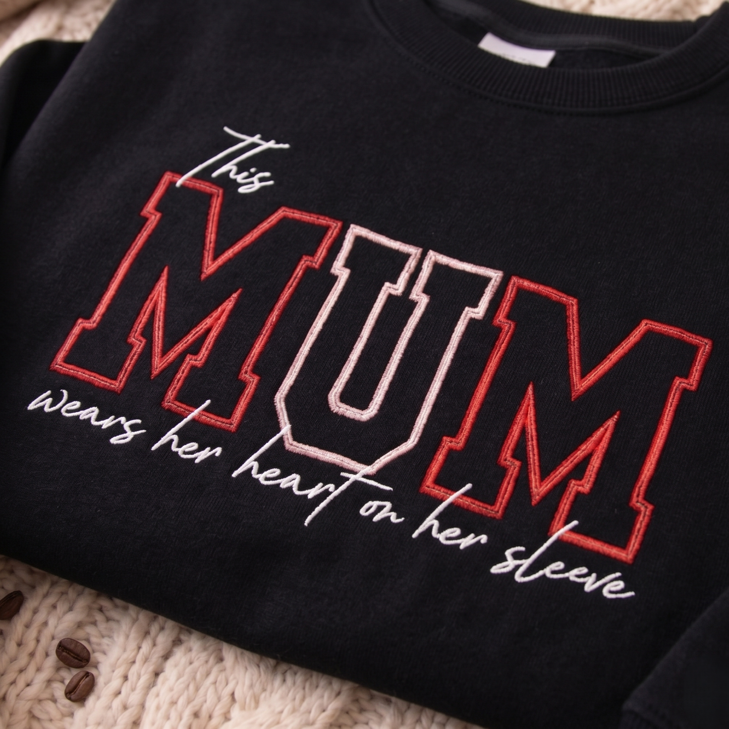 Personalized Heart On Sleeve Embroidered Sweatshirt | A Thoughtful Gift For Mum & Grandma