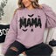 Halloween Mama Glitter Embroidered Sweatshirt/Hoodie – Spooky Mom Crewneck with Bats & Spider Web