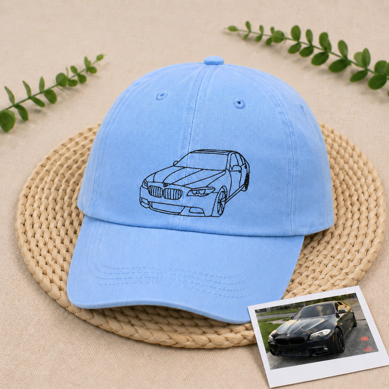 Personalized Custom Car Photo Embroidered Baseball Cap – Vehicle Portrait Dad Hat, Adjustable Gift for Car Lovers