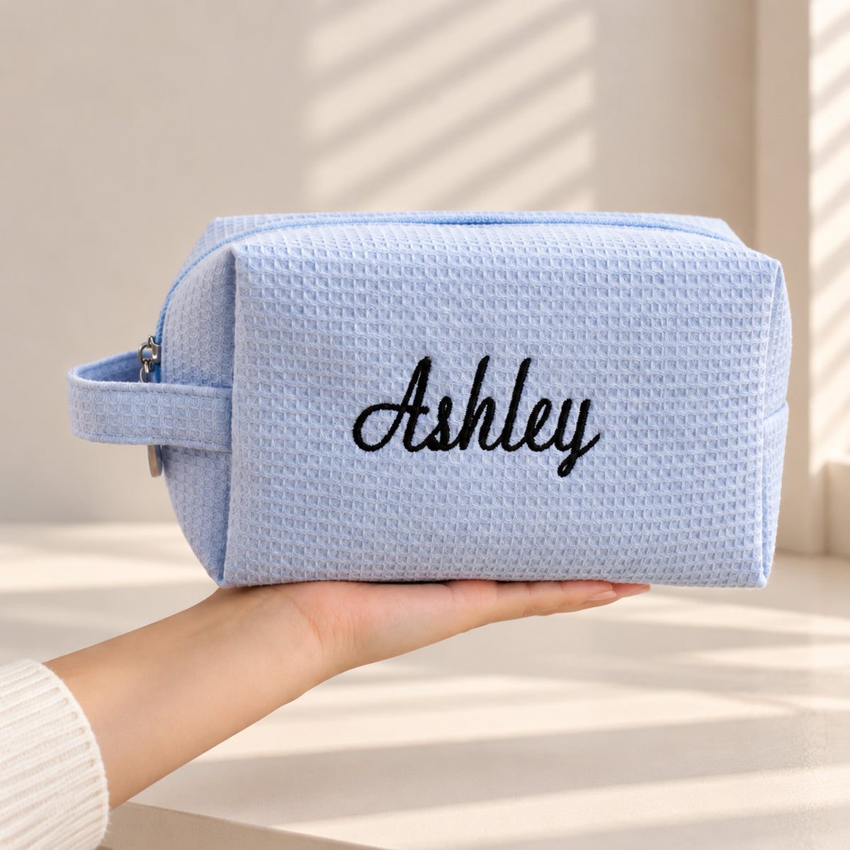 Embroidered Cosmetic Bag: Personalized Monogram Toiletry Bag, Bridesmaid Makeup Bag, Bridal Shower Gift