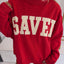 Women's Saved By Grace Embroidered Ribbed High Neck Sweatshirt - Long Sleeve, Oversized Baggy, Comfortable Loose Fabric, Faith-Inspired Everyday Casual Clothes for Women Pullover
