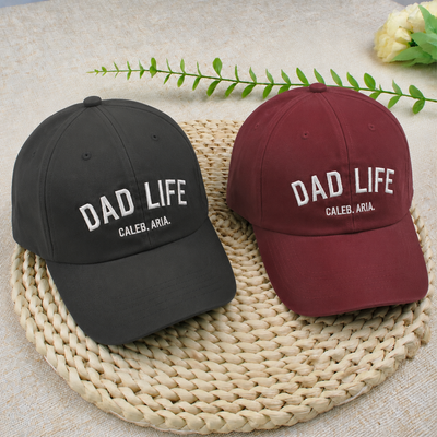 Custom Dad Life Hat with Kid Name, Personalized Embroidered Gift for Dad Father's Day