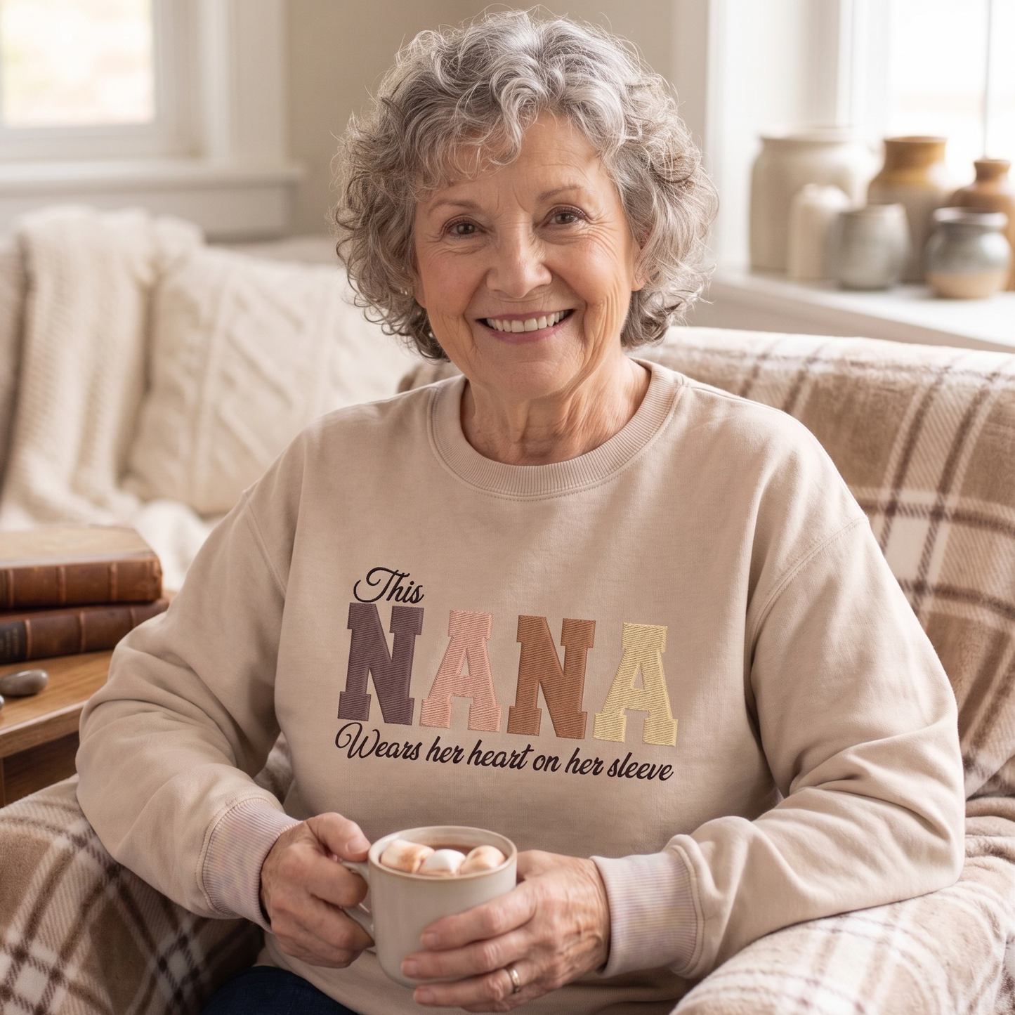 Personalized Heart On Sleeve Embroidered Sweatshirt | A Thoughtful Gift For Mum & Grandma