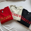 Niners Retro Gothic Embroidered Sweatshirt, Red and Gold Game Day Crewneck, Vintage Sporty Pullover