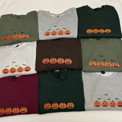 Pumpkin Embroidered Sweatshirt/Hoodie/Tshirt– Cute Halloween Crewneck For Spooky Season
