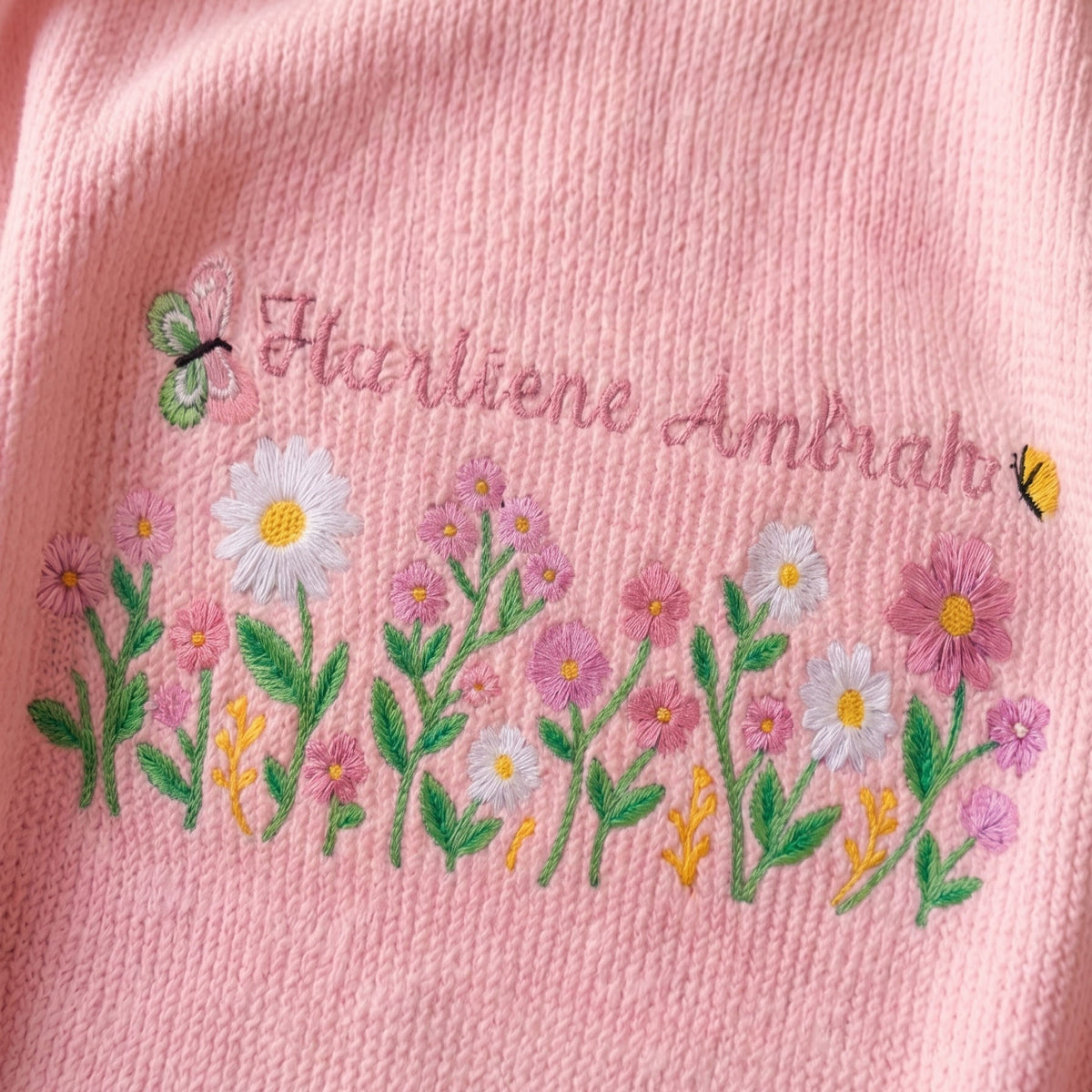 Personalized Baby Name Blanket – Floral Embroidered Newborn Keepsake Gift