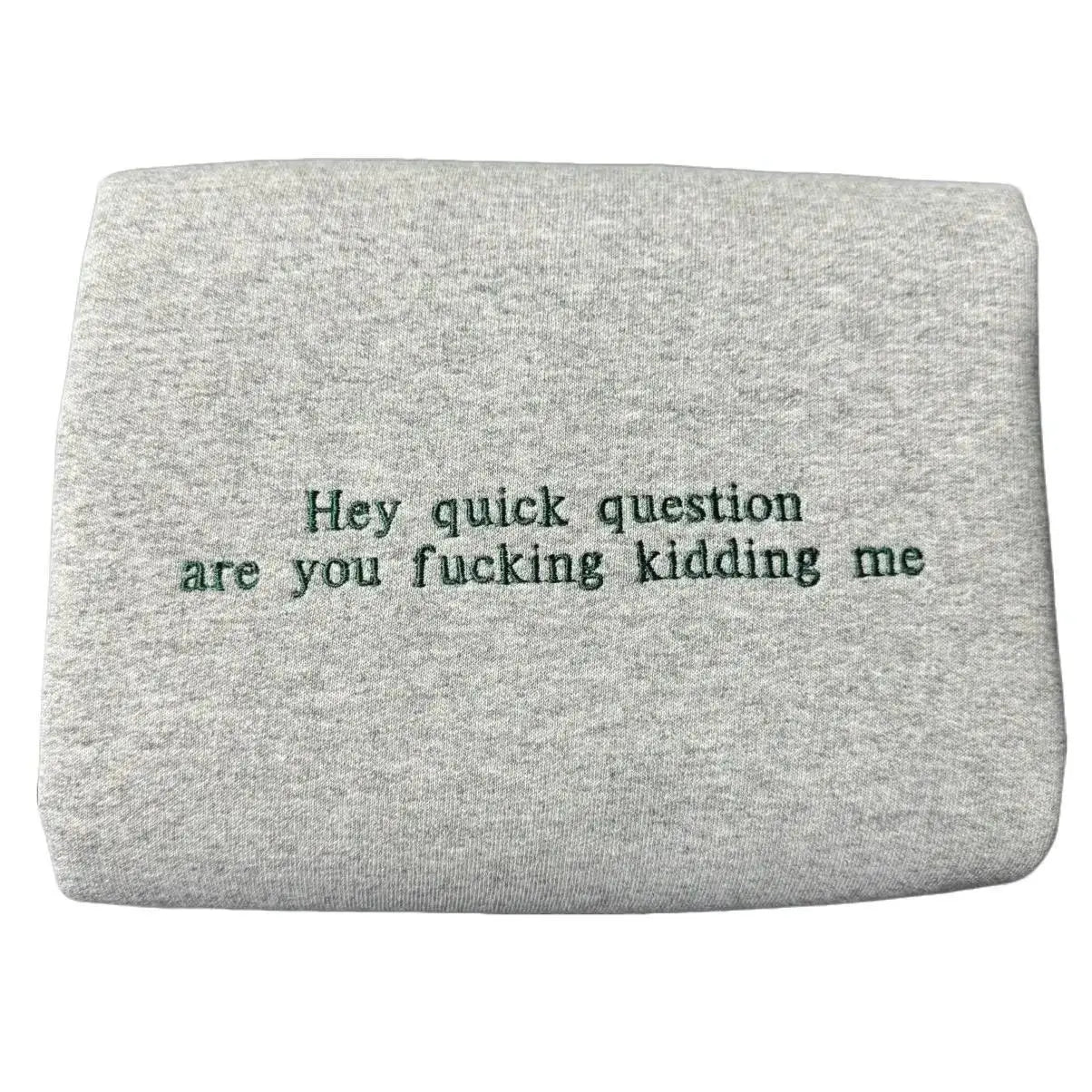 Hey Quick Question Are You Kidding Me Embroidered Sweatshirt/Hoodie/T-shirt