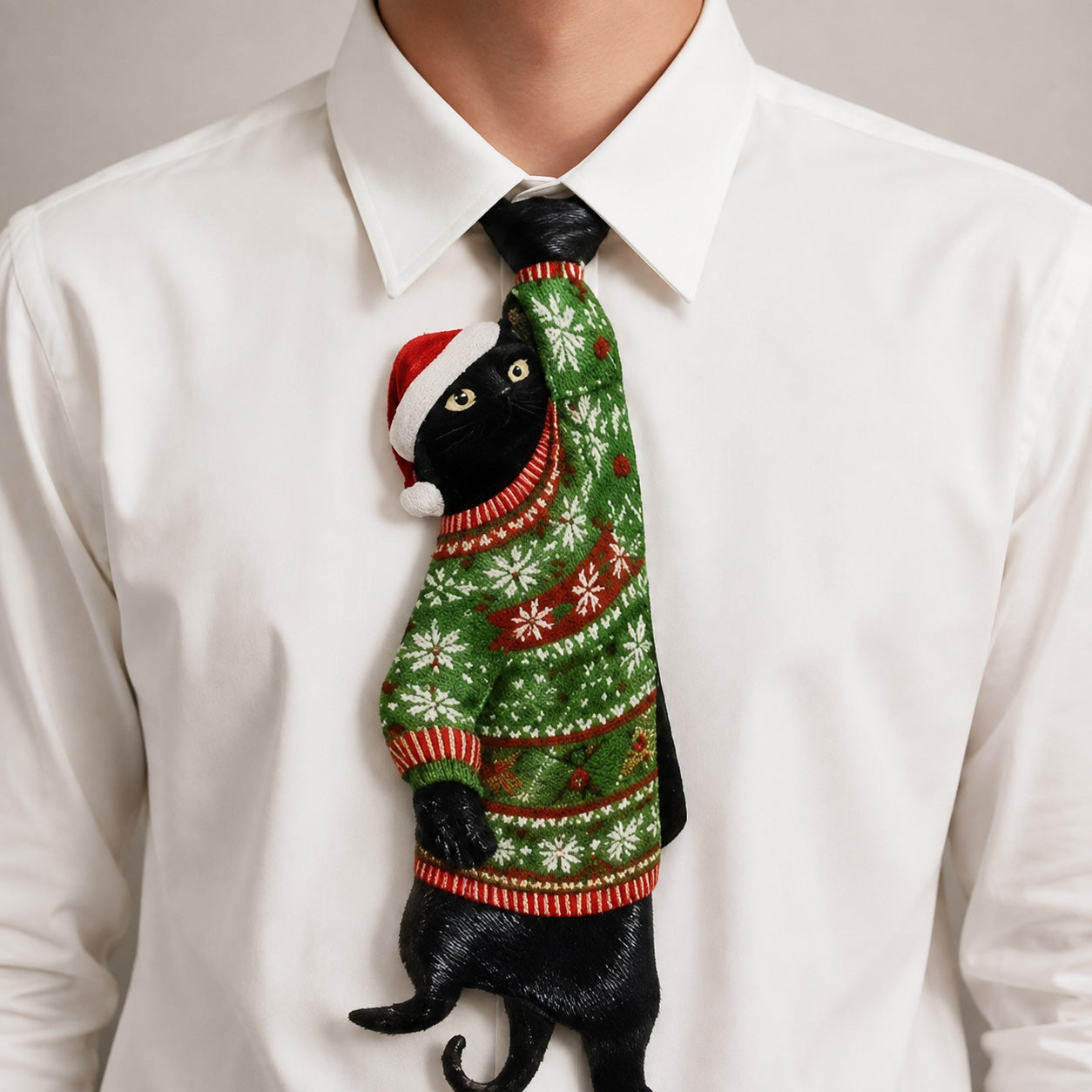 Funny Animal Print Tie – Realistic Cat Fish Novelty Necktie, Unique Unisex Gift for Parties & Casual Wear