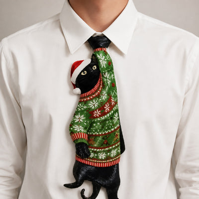 Funny Animal Print Tie – Realistic Cat Fish Novelty Necktie, Unique Unisex Gift for Parties & Casual Wear