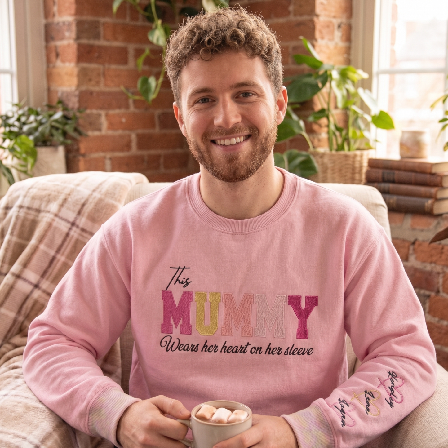 Personalized Heart On Sleeve Embroidered Sweatshirt | A Thoughtful Gift For Mum & Grandma