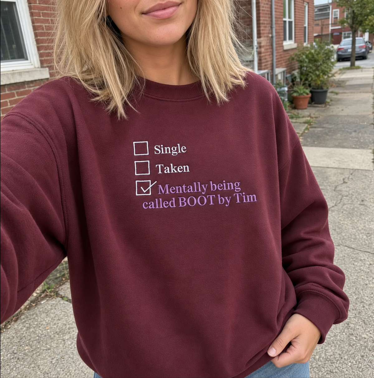 Custom Mentally Taken Embroidered Sweatshirt, Personalized Name Crewneck, Funny Relationship Status Shirt, Custom Text Gift