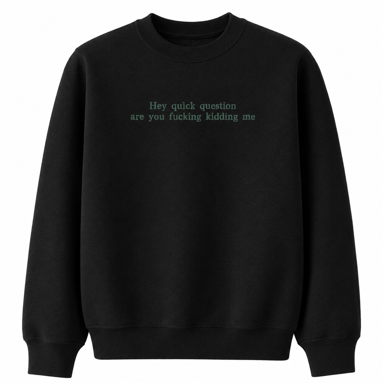 Hey Quick Question Are You Kidding Me Embroidered Sweatshirt/Hoodie/T-shirt