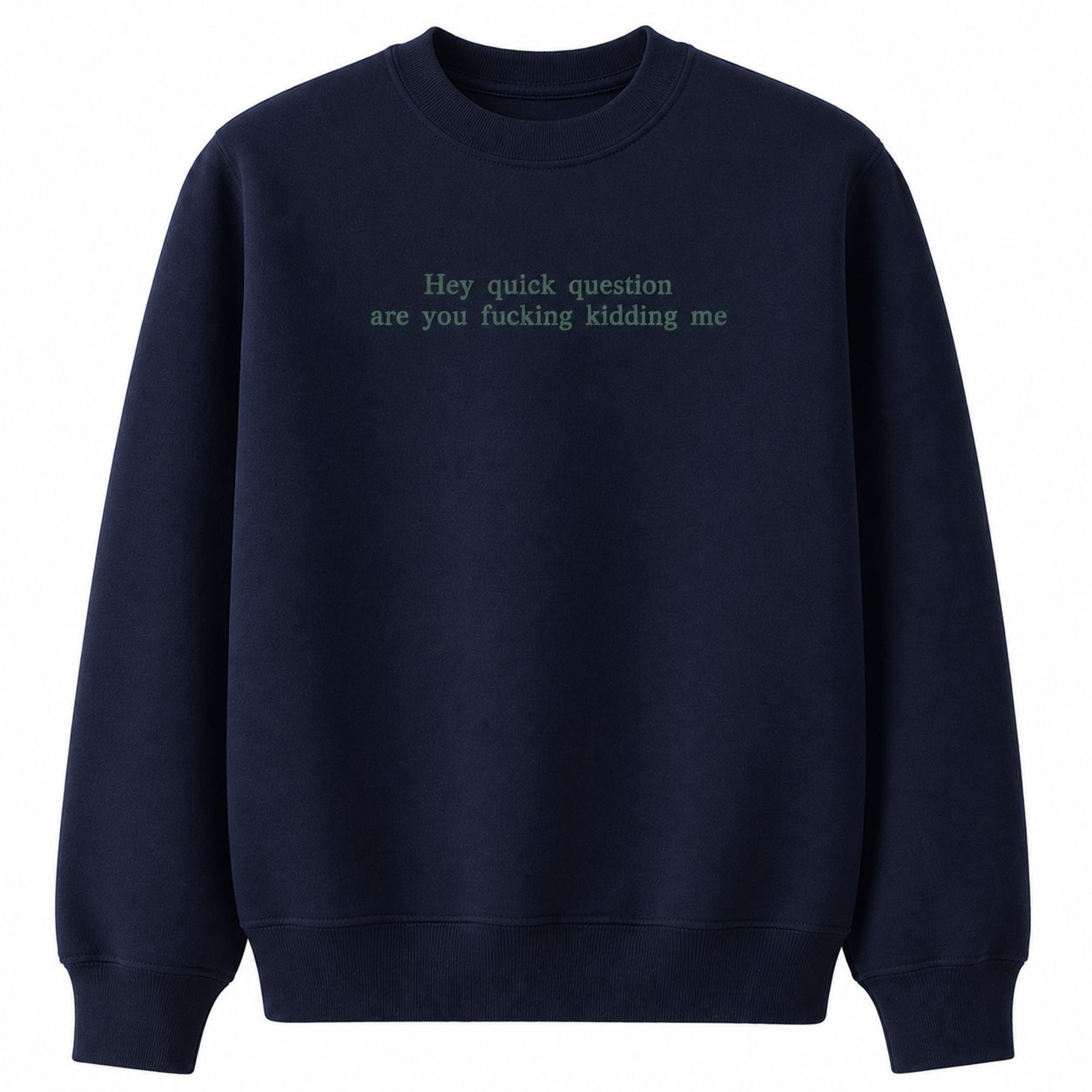 Hey Quick Question Are You Kidding Me Embroidered Sweatshirt/Hoodie/T-shirt