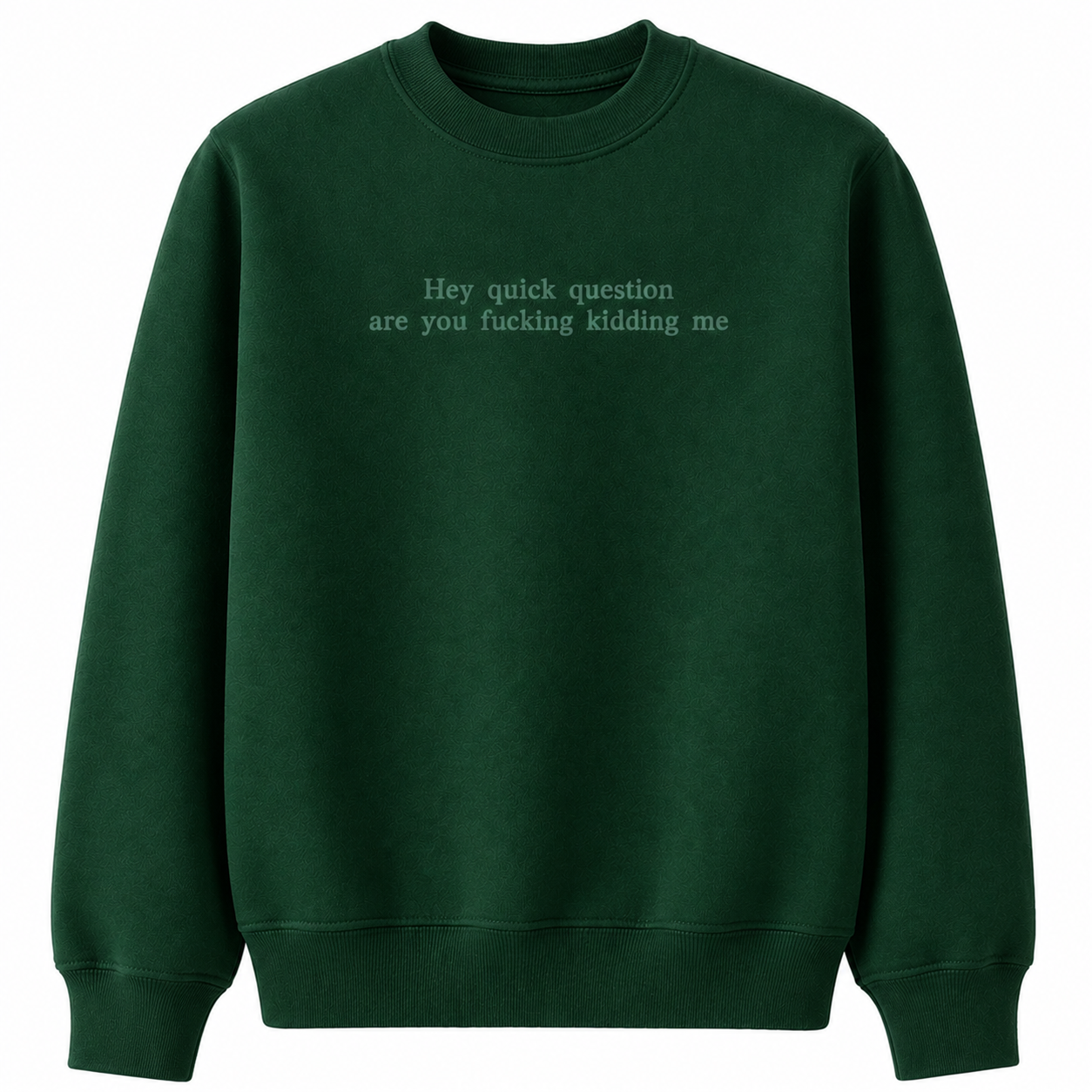 Hey Quick Question Are You Kidding Me Embroidered Sweatshirt/Hoodie/T-shirt