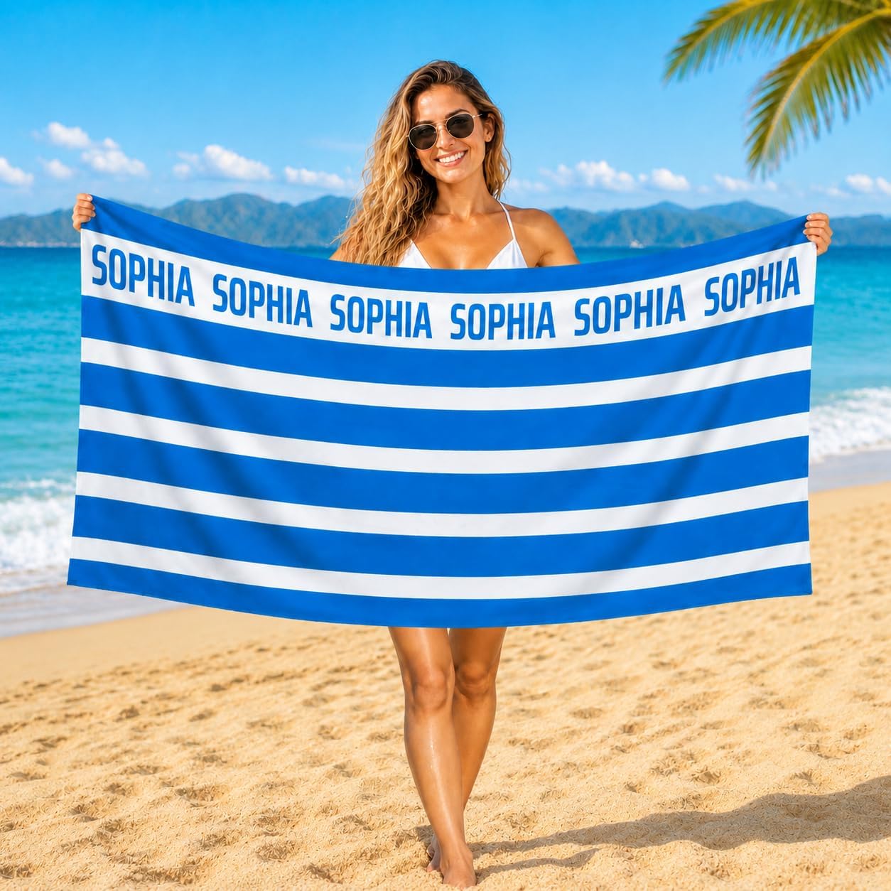 Custom Beach Towel | Personalized Name or Photo | Mahjong Design, Pool, Beach & Vacation Gift