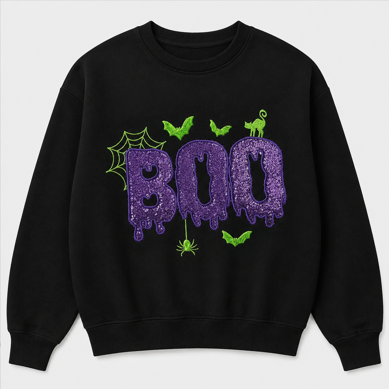 Boo Halloween Sweatshirt/T-Shirt/Hoodie – Cute Spooky Season Embroidered Crewneck