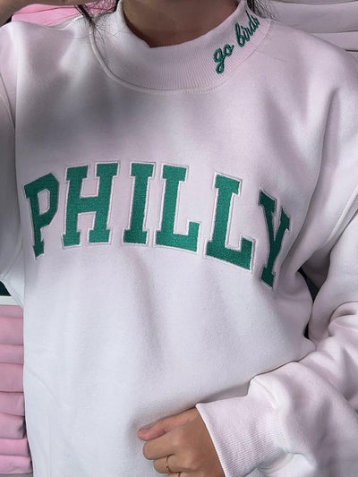 Embroidered Go Birds MockNeck Sweatshirt, Embroidered Game Day Crewneck, Embroidered Mock neck Gift For Her