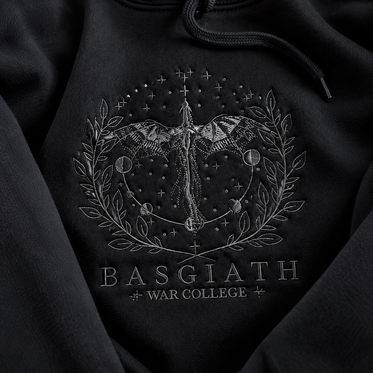 Basgiath War College embroidered Hoodie & Sweatshirt, Fourth Wing Inspired Embroidery, Dragon Rider Reader Gift, Cozy Fantasy Apparel