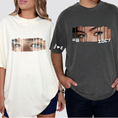 Personalized Eyes Photo T-Shirt, Custom Eyes Shirt with Name, Couple Gift, Boyfriend Girlfriend Anniversary Gift Tee/Sweatshirt/Hoodie
