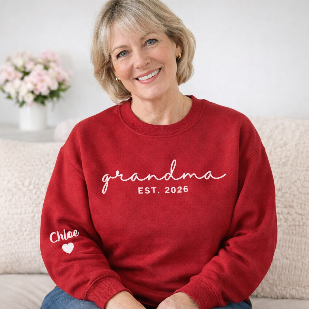 Custom Mama Embroidered Sweatshirt - Personalized Gift for Wife, Mom, New Mom - Mother’s Day & Birthday