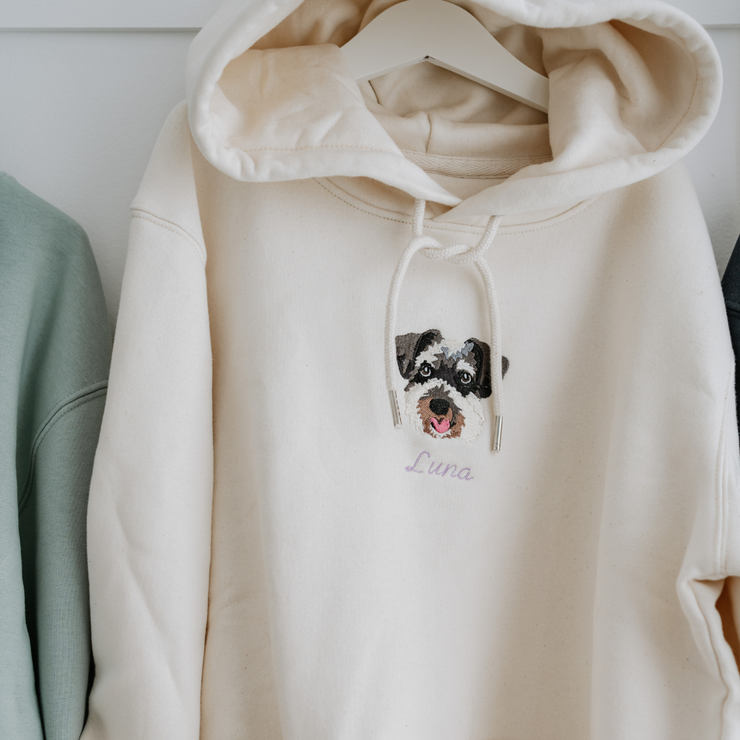 Embroidered Pet Portrait Organic Hoodie Sweatshirt