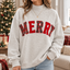 Merry Christmas Plaid Letter Sweatshirt & Hoodie – Red Green Holiday Graphic Mock Neck Pullover, Cozy Oversized Christmas Gift