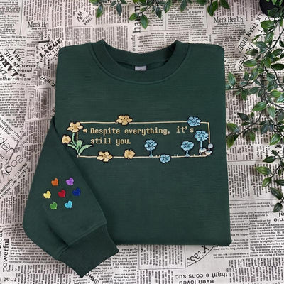 Undertale Inspired Embroidered Sweatshirt and Hoodie, Deltarune Merch, RPG Gaming Sweater, Frisk Inspired Shirt