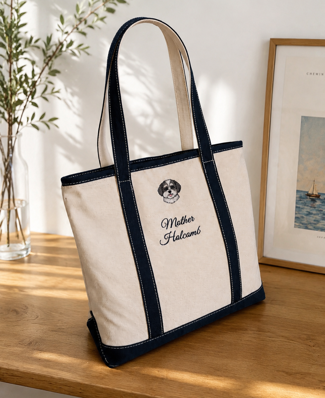 Custom Embroidered Tote Bag, Personalized Bridesmaids Boat Tote gift, Bachelorette Gifts