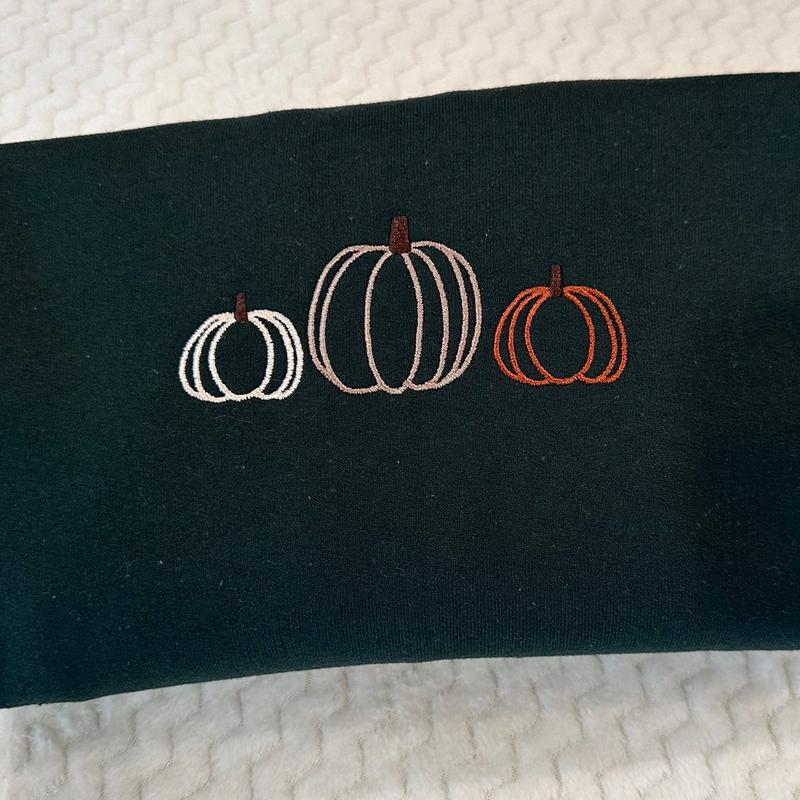 Neutral Pumpkin Embroidered Sweatshirt, Hoodie & T-Shirt – Cute Fall Outfit, Halloween Gift for Pumpkin Lovers 🎃