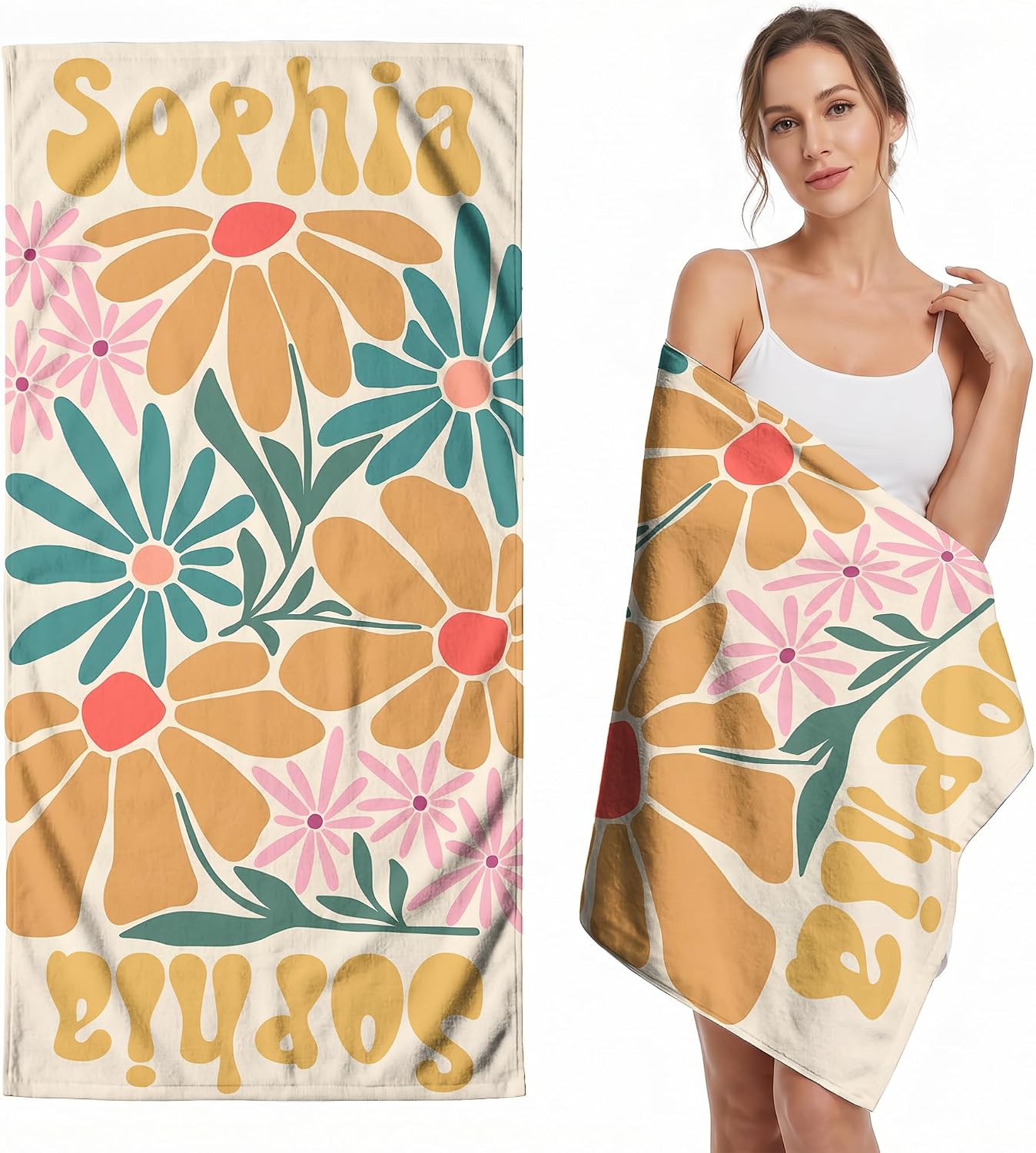 Custom Beach Towel | Personalized Name or Photo | Mahjong Design, Pool, Beach & Vacation Gift