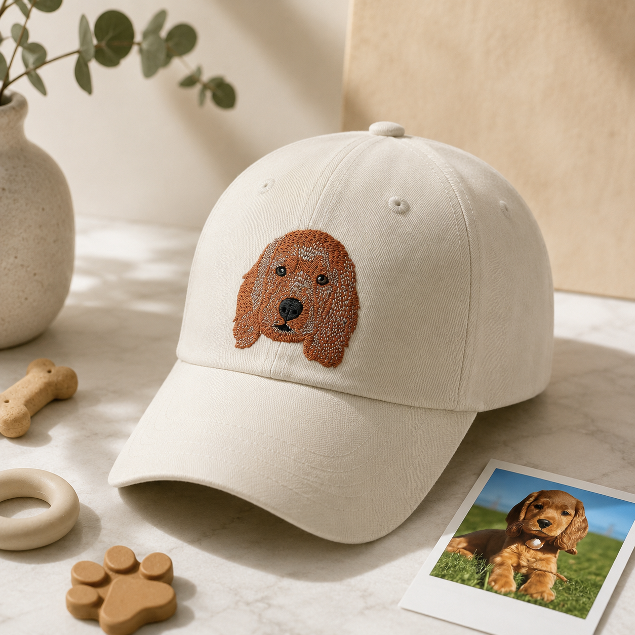 Custom Pet Photo Embroidered Hat with Name, Personalized Dog & Cat Portrait Cap, Pet Lover Gift, Pet Mom Gift, Pet Dad Gift
