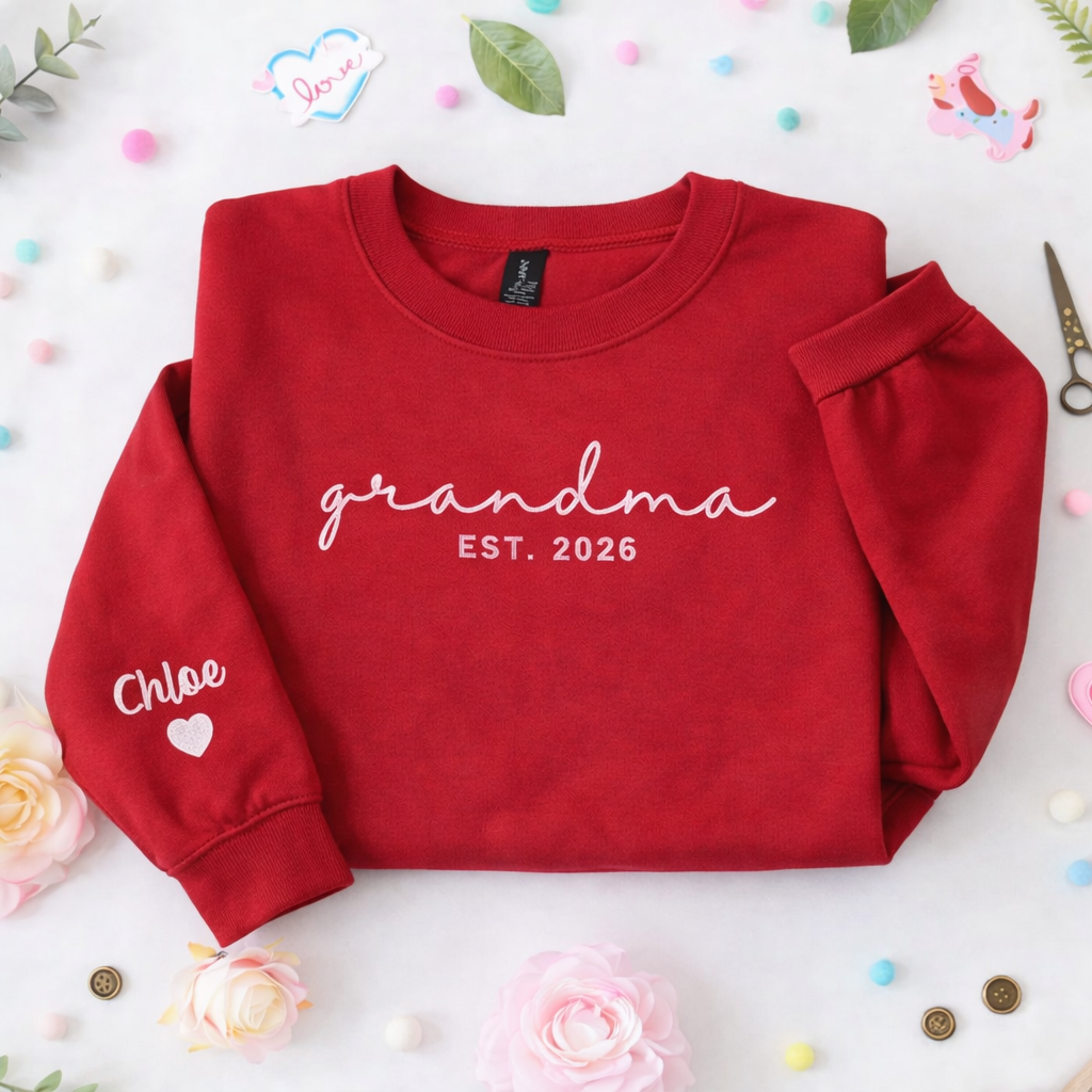 Custom Mama Embroidered Sweatshirt - Personalized Gift for Wife, Mom, New Mom - Mother’s Day & Birthday
