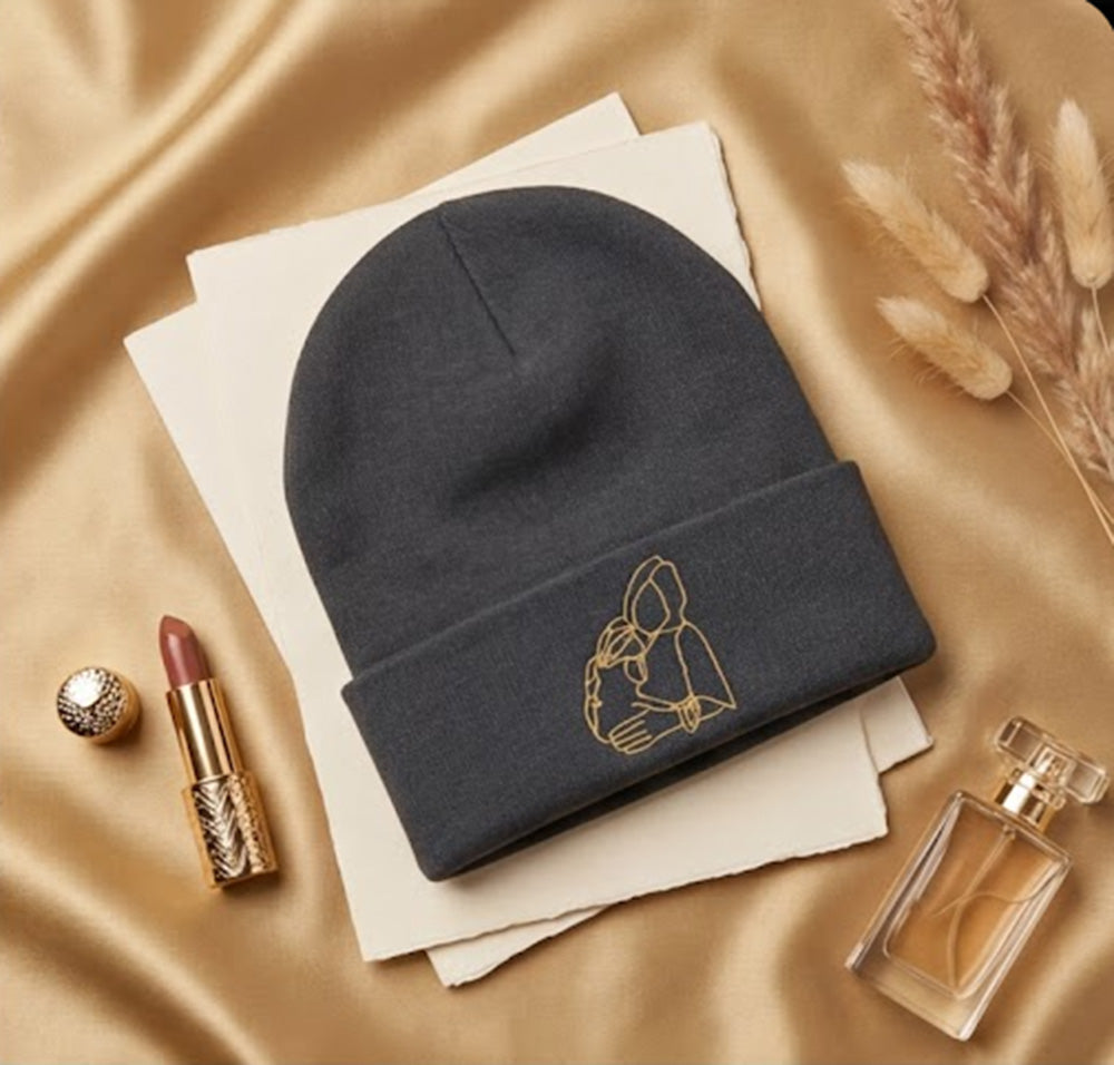 Custom Mom Beanie with Embroidered Portrait from Photo, Personalized Mother's Day Gifts