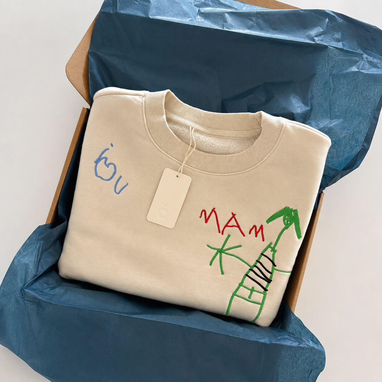 🎨Custom Embroidered Sweatshirt from Kids' Artwork | Personalized Family Keepsake