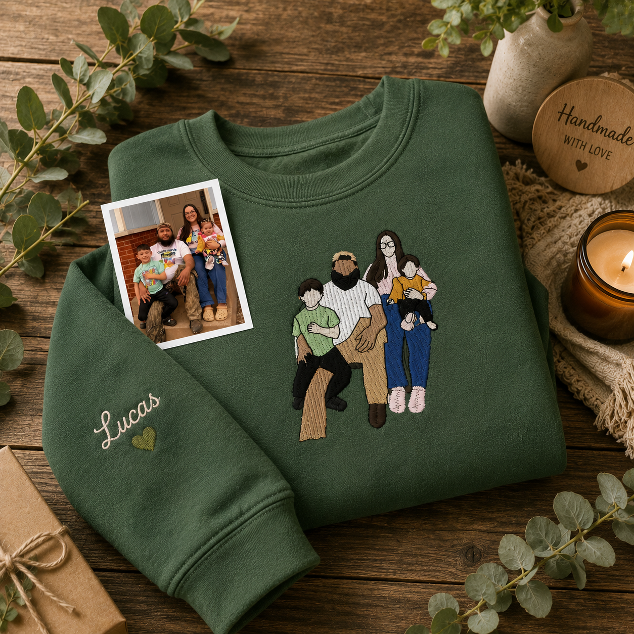 Father's Day Custom Photo Embroidered Hoodie or Sweatshirt – Personalized Gift for Dad and Grandpa