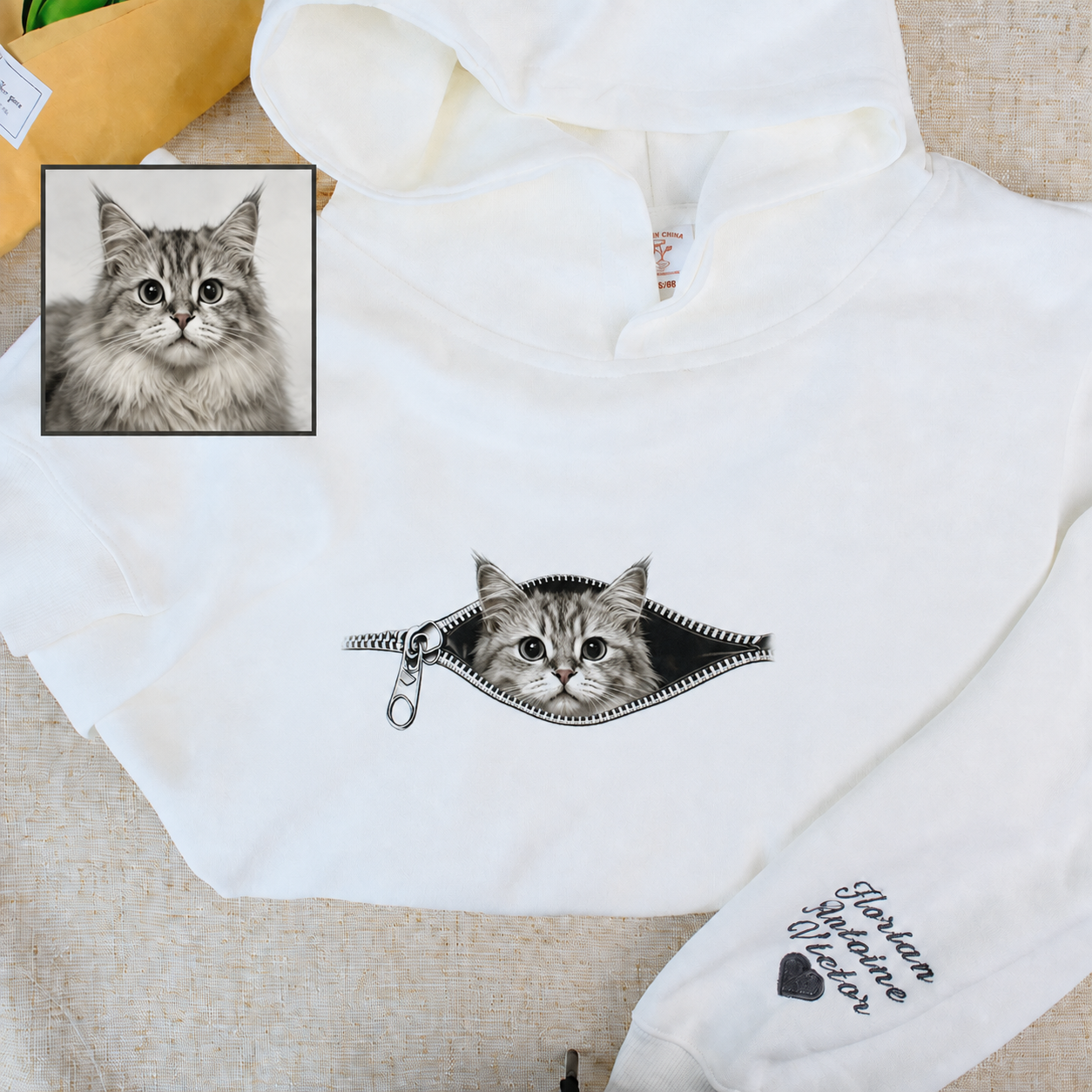 Custom Pet Zipper Peek Shirt - Personalized Dog & Cat Photo T-Shirt, Sweatshirt & Hoodie