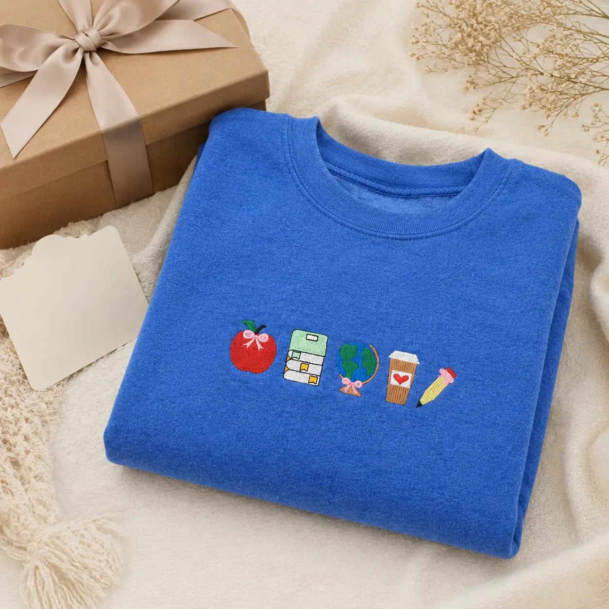 School Icons Teacher Life Embroidered T-shirt/Sweatshirt/Hoodie - Teacher Crewneck, Teachers Day Gift Ideas, Cool Teacher Gift