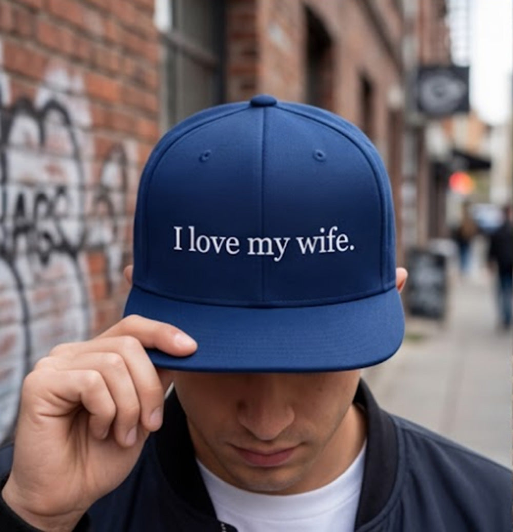 Custom I Love My Wife Dyed Hat, Embroidered Gift for Husband, Funny Hat