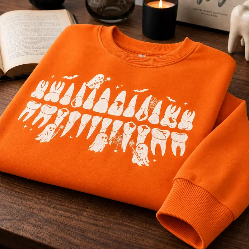 Halloween Dental Sweatshirt, Funny Dentist Crewneck, Dental Hygienist Gift, Tooth Lover Shirt