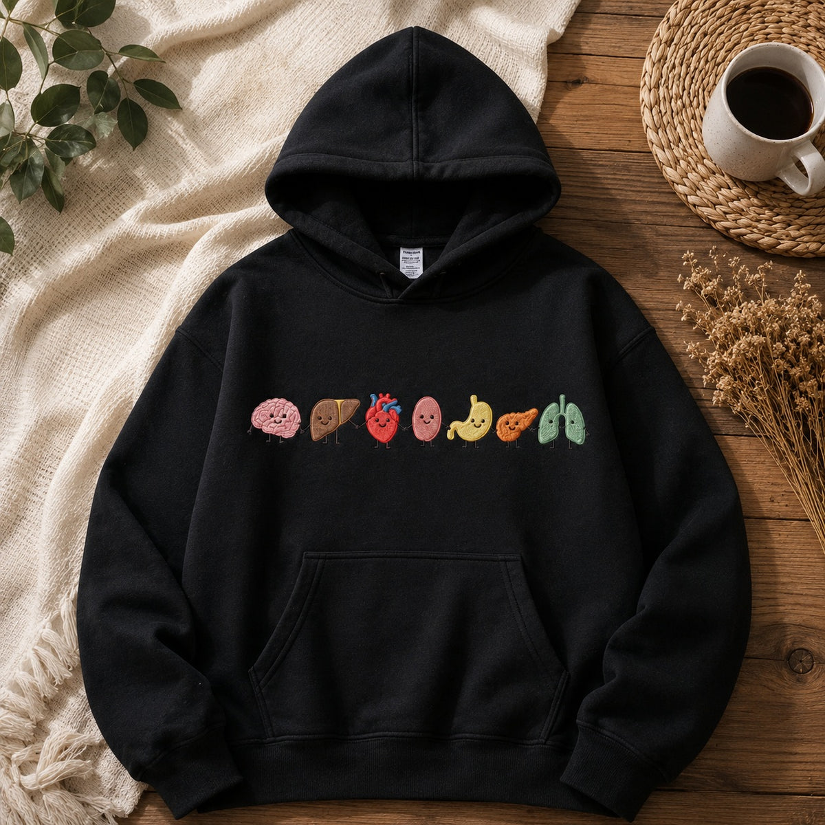 Embroidered Organ Friends Sweatshirt – Cute Anatomy Crewneck & Hoodie, Healthcare Student Gift